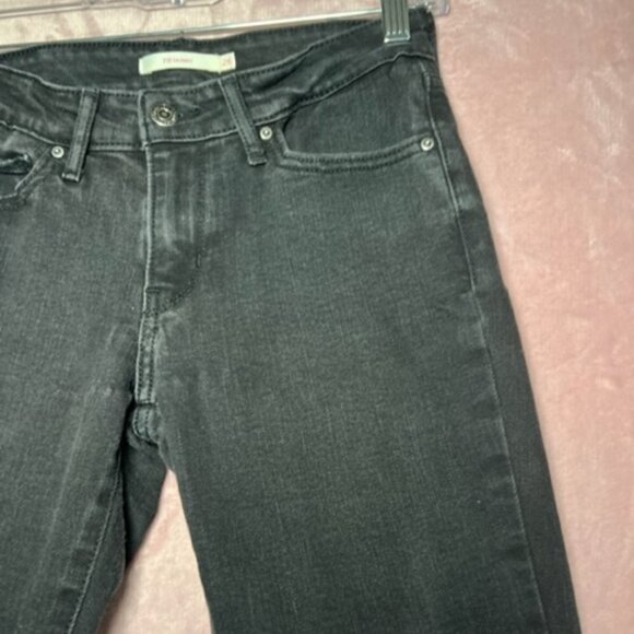 Levi Womens Black 711 Denim Skinny Jeans Waterless Mid Rise Faded Size 26 - Picture 2 of 8